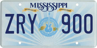 MS license plate ZRY900