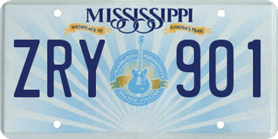 MS license plate ZRY901