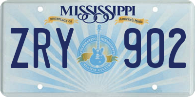 MS license plate ZRY902
