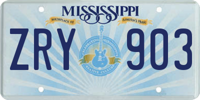 MS license plate ZRY903