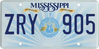 MS license plate ZRY905