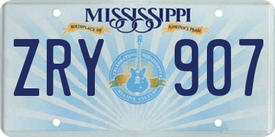 MS license plate ZRY907