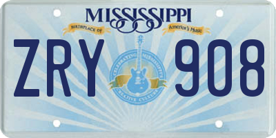 MS license plate ZRY908