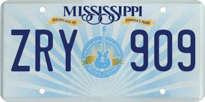 MS license plate ZRY909