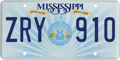MS license plate ZRY910