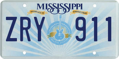 MS license plate ZRY911