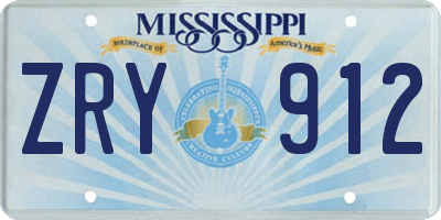 MS license plate ZRY912