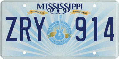 MS license plate ZRY914