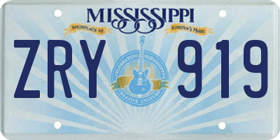 MS license plate ZRY919