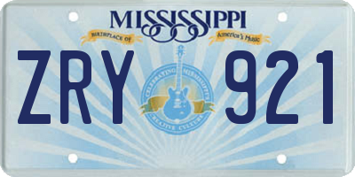 MS license plate ZRY921