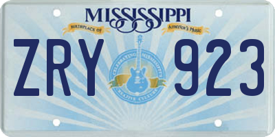 MS license plate ZRY923