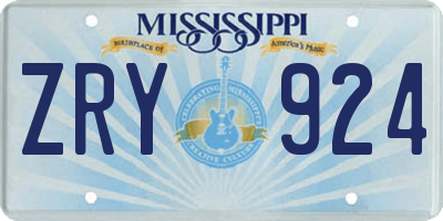 MS license plate ZRY924