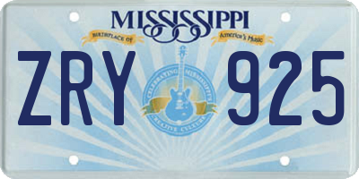 MS license plate ZRY925