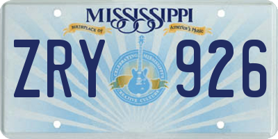 MS license plate ZRY926