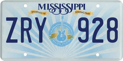 MS license plate ZRY928