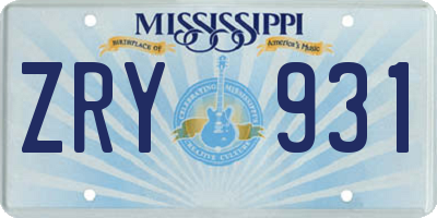 MS license plate ZRY931