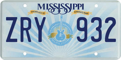 MS license plate ZRY932