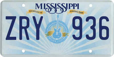 MS license plate ZRY936