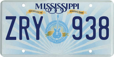 MS license plate ZRY938