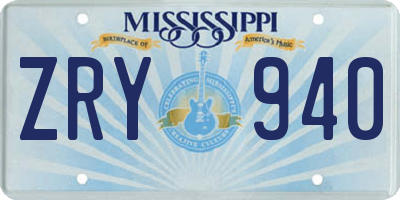 MS license plate ZRY940