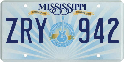 MS license plate ZRY942