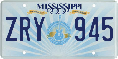 MS license plate ZRY945