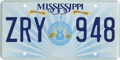 MS license plate ZRY948