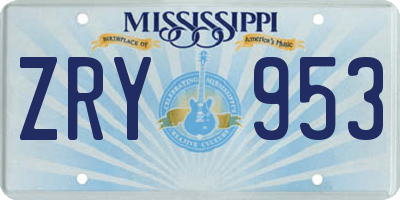 MS license plate ZRY953
