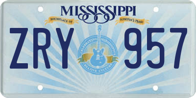 MS license plate ZRY957