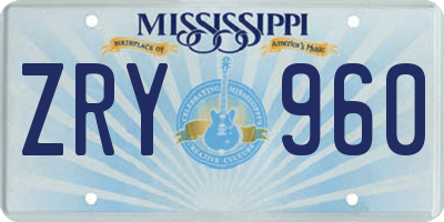 MS license plate ZRY960
