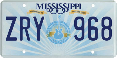 MS license plate ZRY968