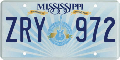 MS license plate ZRY972