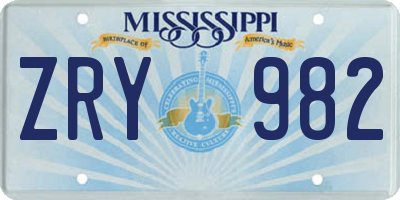 MS license plate ZRY982