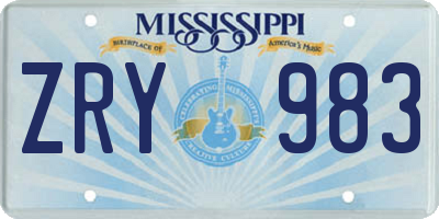 MS license plate ZRY983