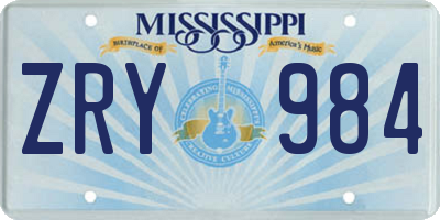 MS license plate ZRY984
