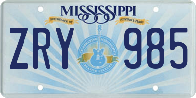 MS license plate ZRY985
