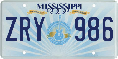 MS license plate ZRY986
