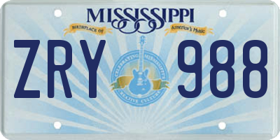 MS license plate ZRY988