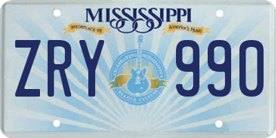 MS license plate ZRY990