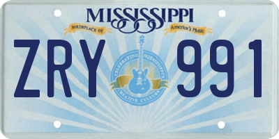 MS license plate ZRY991