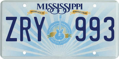 MS license plate ZRY993