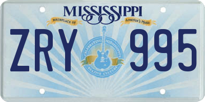 MS license plate ZRY995