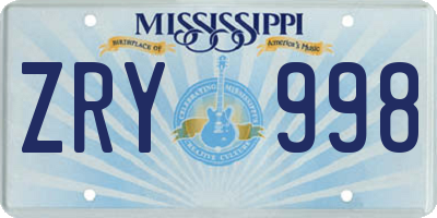 MS license plate ZRY998