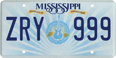 MS license plate ZRY999