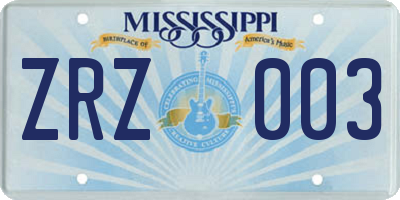MS license plate ZRZ003