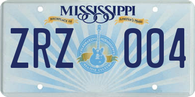 MS license plate ZRZ004