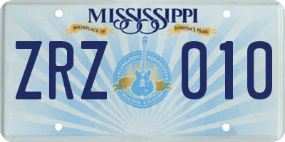 MS license plate ZRZ010