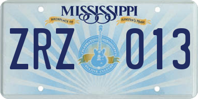 MS license plate ZRZ013