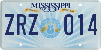 MS license plate ZRZ014