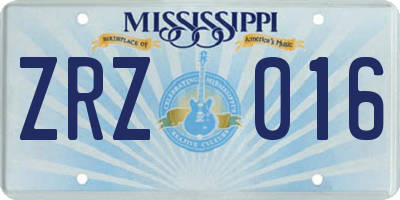 MS license plate ZRZ016
